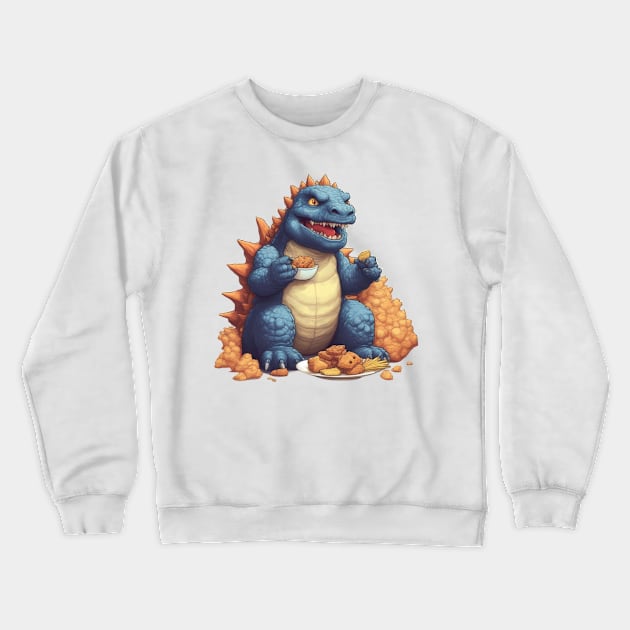 Godzilla eating snack Crewneck Sweatshirt by Aceplace Design